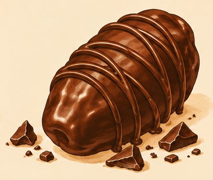 Date coated in chocolate with a chocolate drizzle