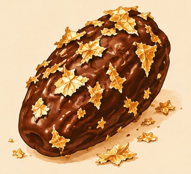 Chocolate-covered date finished with gold leaf