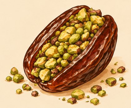 Date filled with roasted pistachio