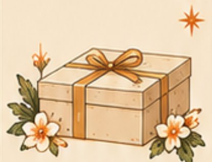 Cream box with gold ribbon, the Petite box